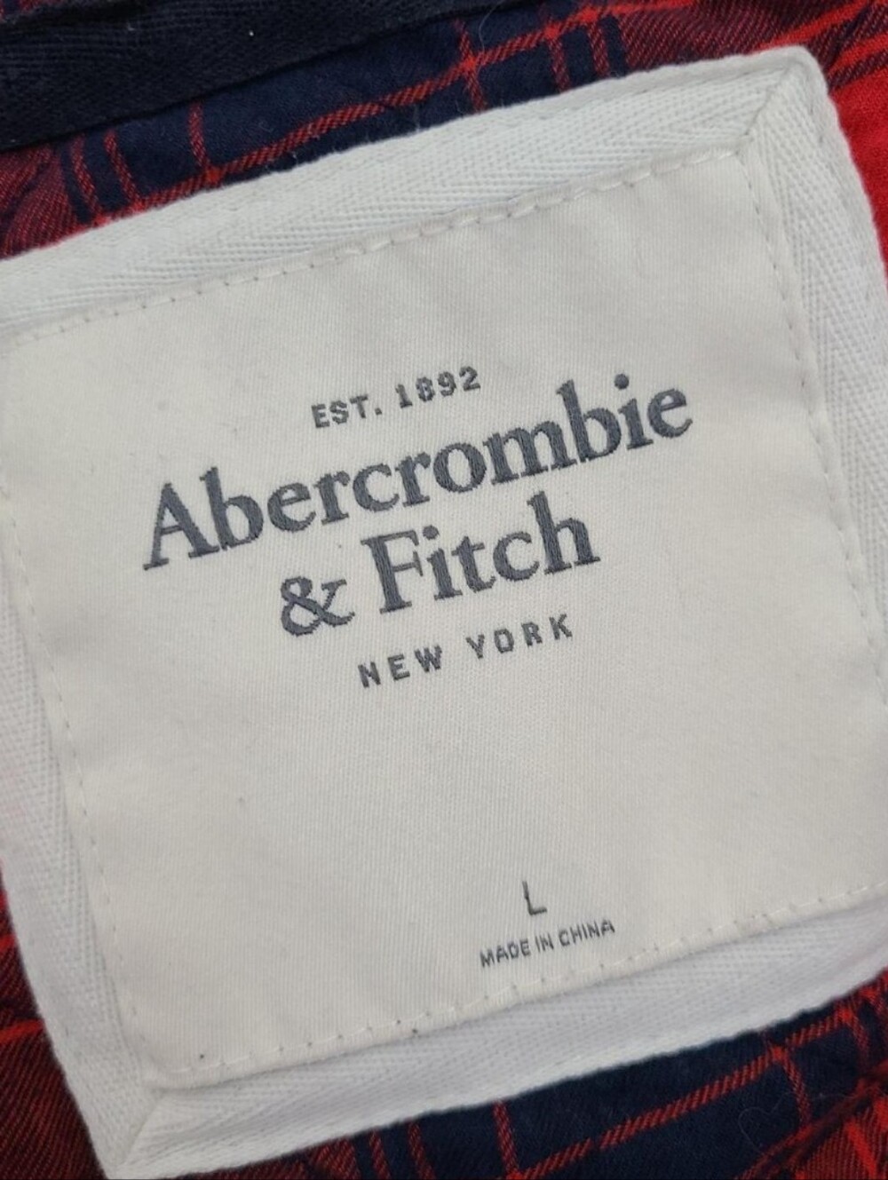 Vintage Abercrombie ♡ Y2K ♡ Navy Blue Plaid Lining Hoodie Faux Fur Hood Trim - Picture 8 of 9